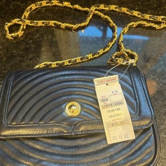 NWT 90s Vintage Field Manor Black Leather Crossbody Purse With Snap Closure - Picture 3 of 6